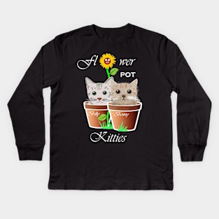 Flower pot kitties Kids Long Sleeve T-Shirt